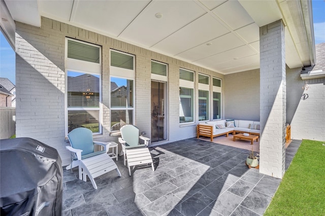 view of patio featuring outdoor lounge area and area for grilling