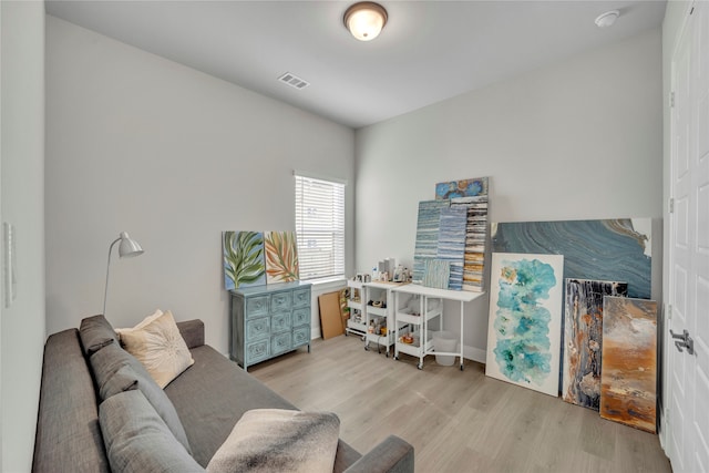 living room with light wood-type flooring