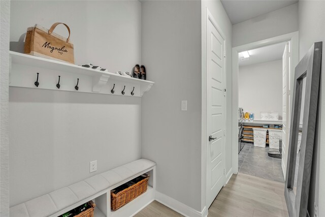 mudroom featuring light hardwood / wood-style floors