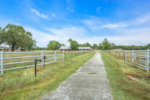 view of street with a rural view