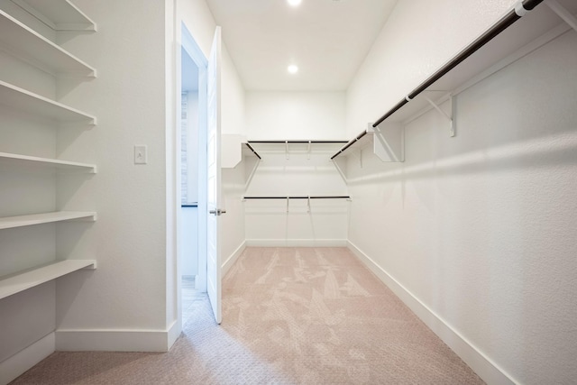 spacious closet with light colored carpet