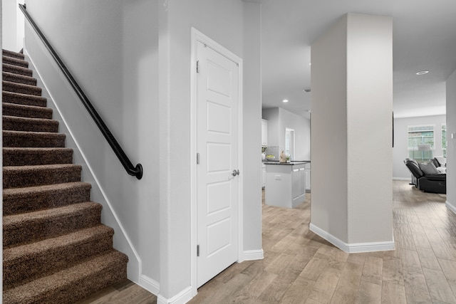2614 Cowbird Way, Northlake, TX 76247 - stairway featuring wood finished floors and recessed lighting