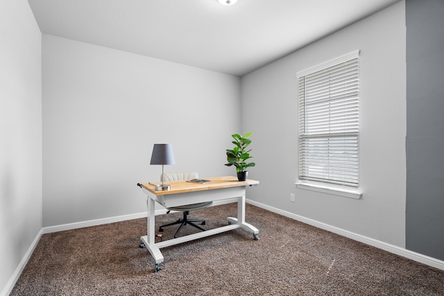 view of carpeted home office