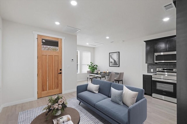 living room featuring light hardwood / wood-style floors