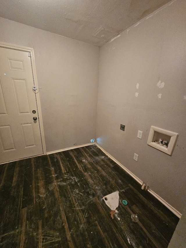 laundry room featuring wood-type flooring, hookup for a washing machine, and electric dryer hookup