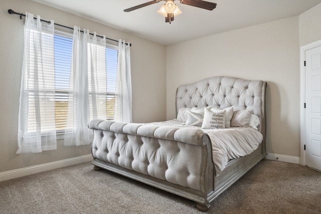 bedroom with carpet flooring and ceiling fan