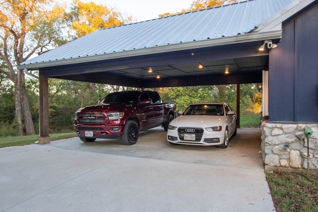 view of car parking featuring a carport