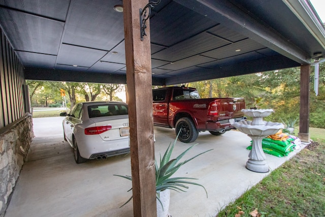 garage with a carport