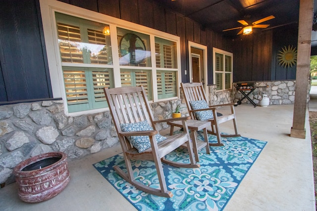 view of patio / terrace with ceiling fan