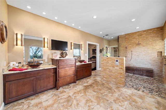 interior space featuring light stone counters