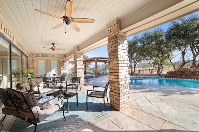 view of patio with ceiling fan