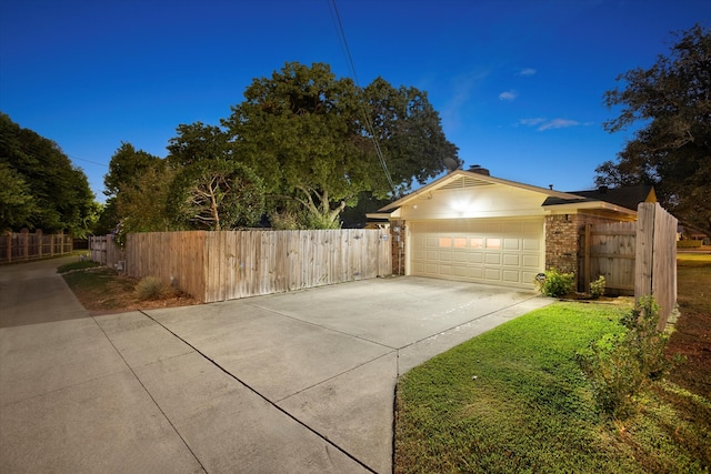 exterior space featuring a garage