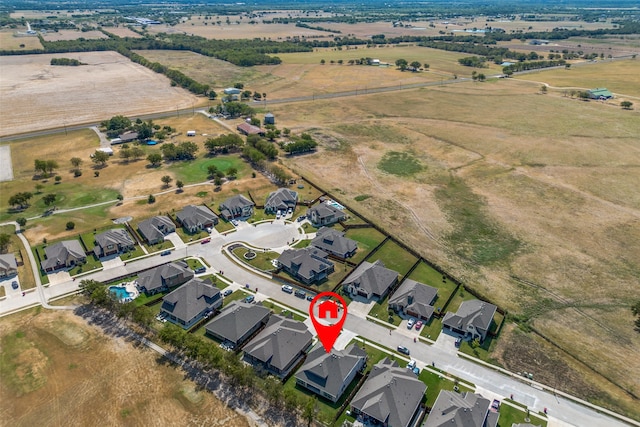 bird's eye view with a rural view