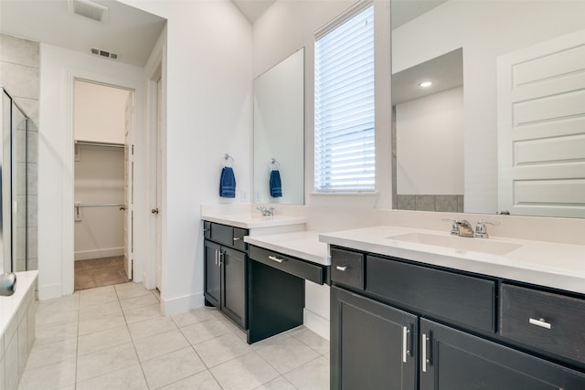 bathroom featuring vanity and tile patterned flooring