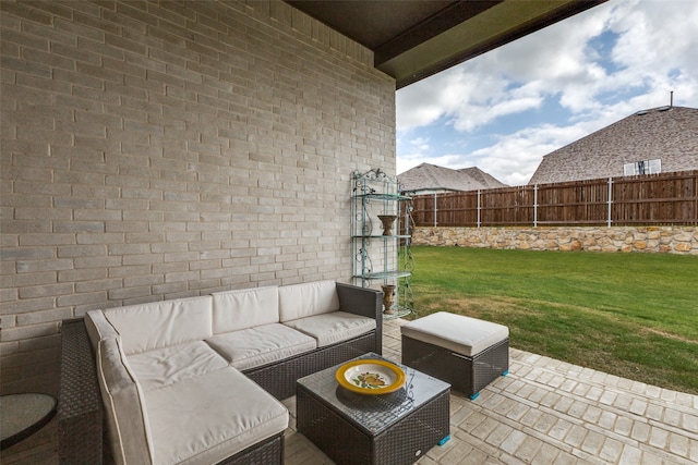 view of patio featuring an outdoor living space