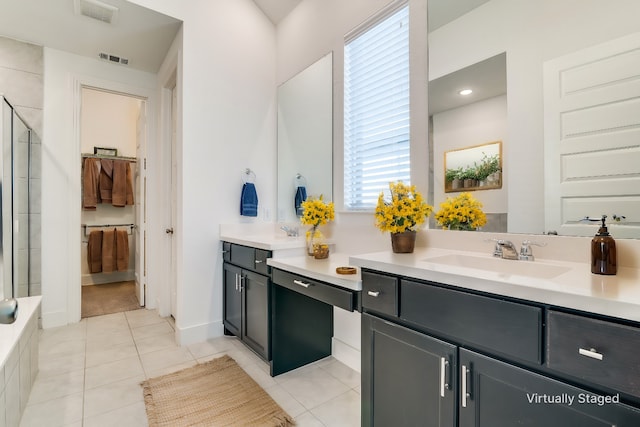 bathroom featuring vanity and tile patterned floors