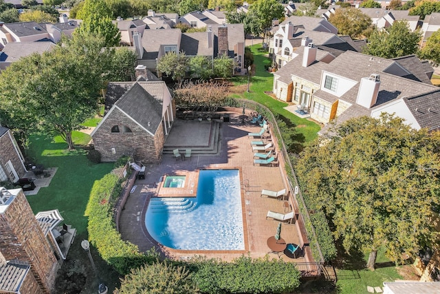 209 Cimarron Trl Unit 6, Irving, TX 75063 - aerial perspective of suburban area featuring a pool area