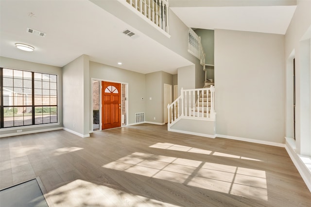 foyer with light hardwood / wood-style floors