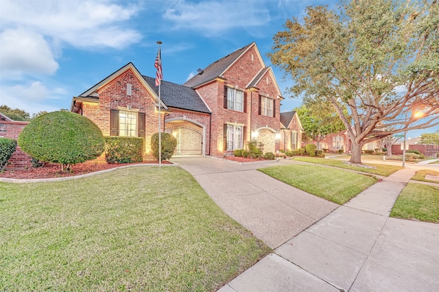 view of front facade with a front yard