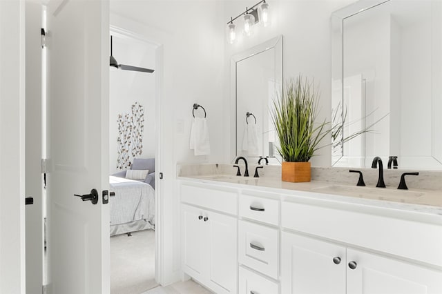 bathroom with vanity and ceiling fan