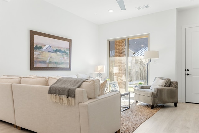 living room with light wood-type flooring