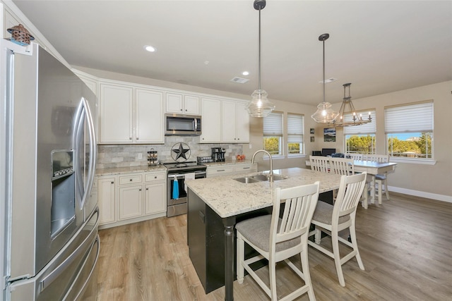 kitchen featuring plenty of natural light, sink, white cabinetry, and stainless steel appliances