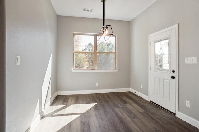 foyer with dark wood-type flooring and a wealth of natural light