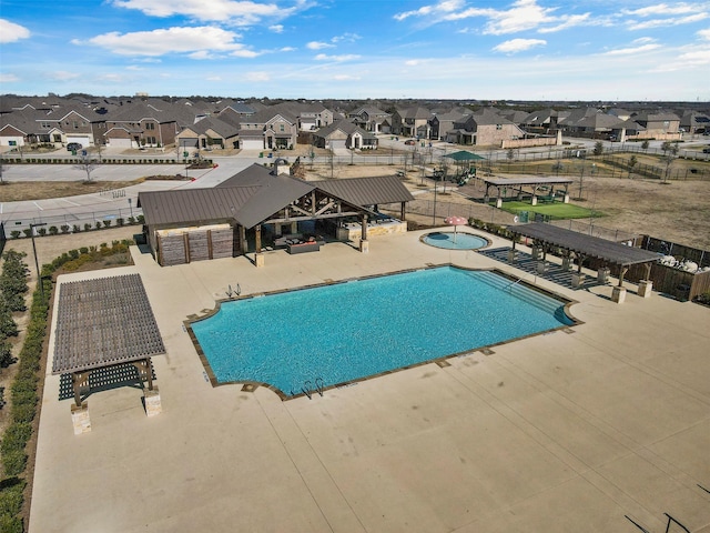 view of pool featuring a gazebo and a patio area