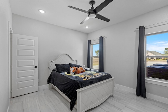 1055 Encino Ct, Wills Point, TX 75169 - bedroom featuring a ceiling fan, baseboards, and recessed lighting