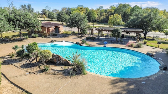 1055 Encino Ct, Wills Point, TX 75169 - view of pool featuring a gazebo, a patio area, and view of scattered trees