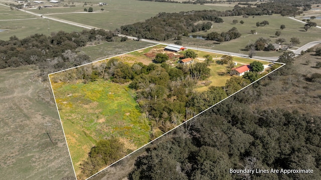 bird's eye view with a rural view