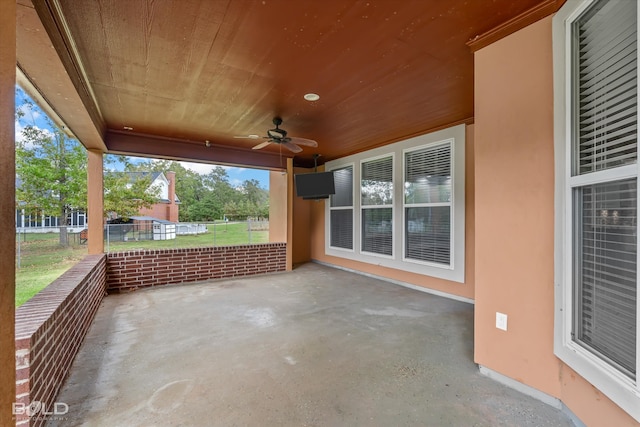 view of patio with ceiling fan