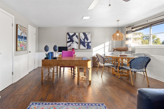 7117 Serrano Dr, Benbrook, TX 76126 - dining room with hardwood / wood-style floors, a desk, and a ceiling fan
