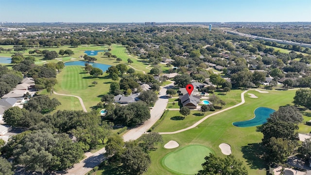 7117 Serrano Dr, Benbrook, TX 76126 - aerial overview of property's location featuring a nearby body of water, a local golf course, and a tree filled landscape