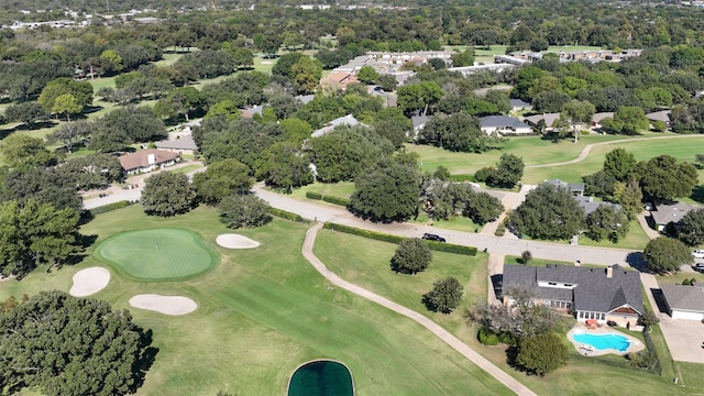 7117 Serrano Dr, Benbrook, TX 76126 - aerial view of property's location with a golf course, a pool area, and a tree filled landscape