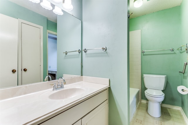 full bathroom with vanity, toilet, and shower / bath combination