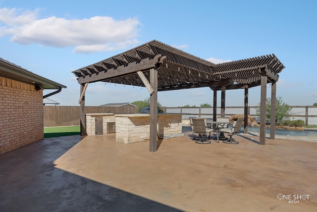 view of patio / terrace featuring a pergola