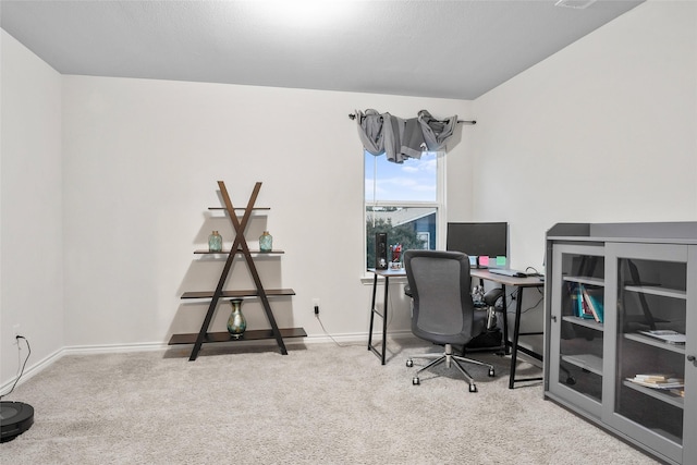 view of carpeted home office