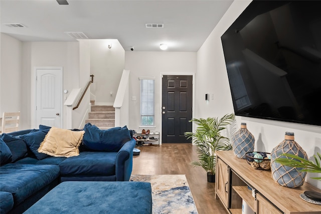 living room with light wood-type flooring