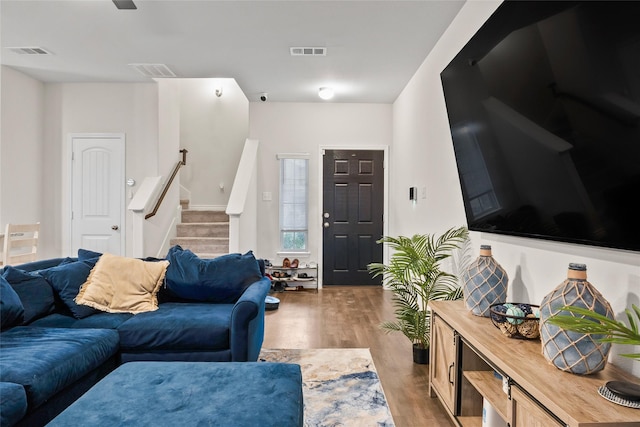 living room featuring light wood-type flooring