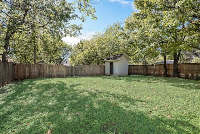 view of yard with a shed