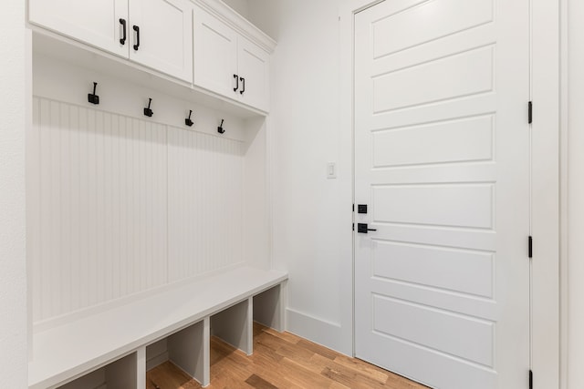 mudroom with light wood-type flooring