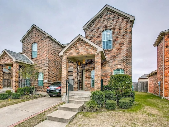 view of front property featuring a front lawn