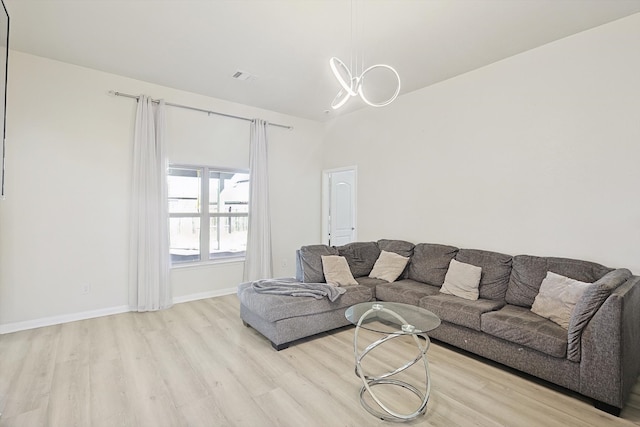 living room featuring light hardwood / wood-style floors