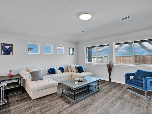 living room with wood-type flooring