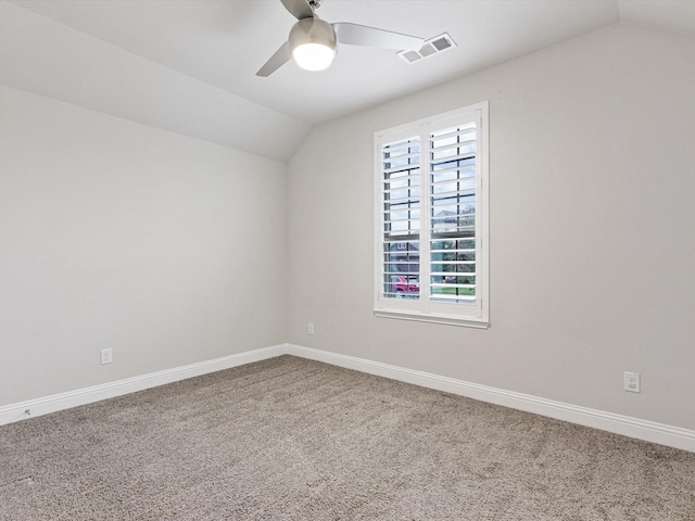 1200 Roadrunner Dr, Little Elm, TX 75068 - carpeted spare room featuring vaulted ceiling, a ceiling fan, and baseboards