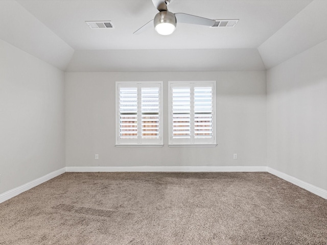 1200 Roadrunner Dr, Little Elm, TX 75068 - carpeted spare room featuring vaulted ceiling, a ceiling fan, and baseboards