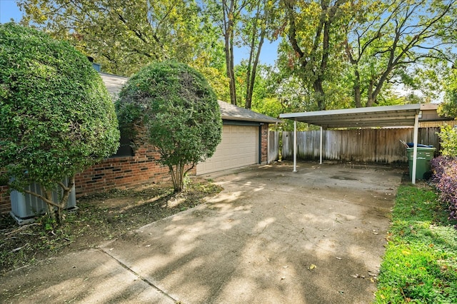 exterior space with a garage