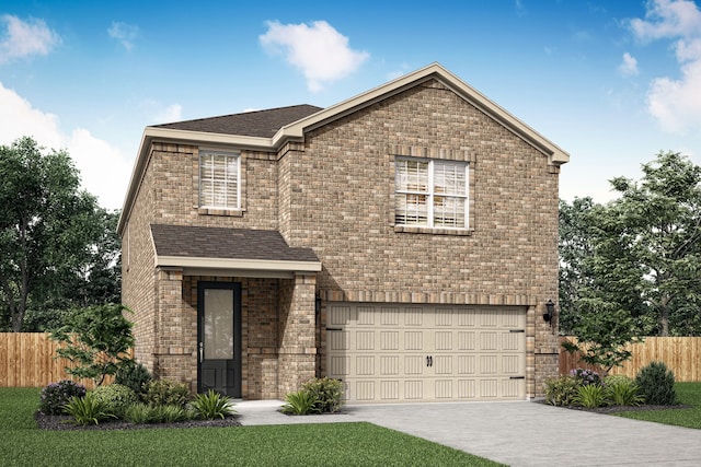 front of property featuring a garage and a front yard