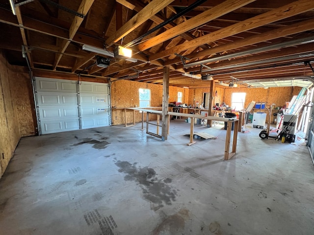 garage with a garage door opener